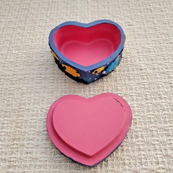 Colorful Hand Painted Heart Shaped Tropical Fish Trinket Box Ceramic 3D Fish - Picture 7 of 8